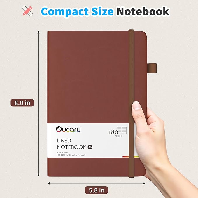 Lined Journal Notebook, 16 Pack, 180 Pages, A5 Journals for Writing, 100 GSM Thick Paper, Small Notebooks Daily Journal for Women Men Work, Business, School, Travel Supplies