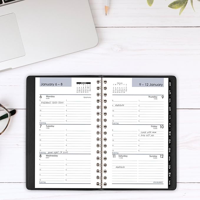 AT-A-GLANCE 2025 Planner, Weekly, 3-1/2 x 6", Pocket Size, Hourly, DayMinder, Black (G2500025)