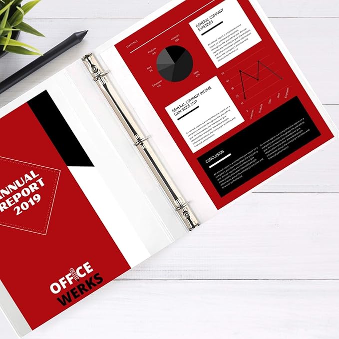 3 Ring Binder, Professional Angle D Ring Binder 3 Inch, Presentation Folder for Standard Pages 8.5 x 11 with Pockets, Crystal Clear View White Binder (12 Pack)