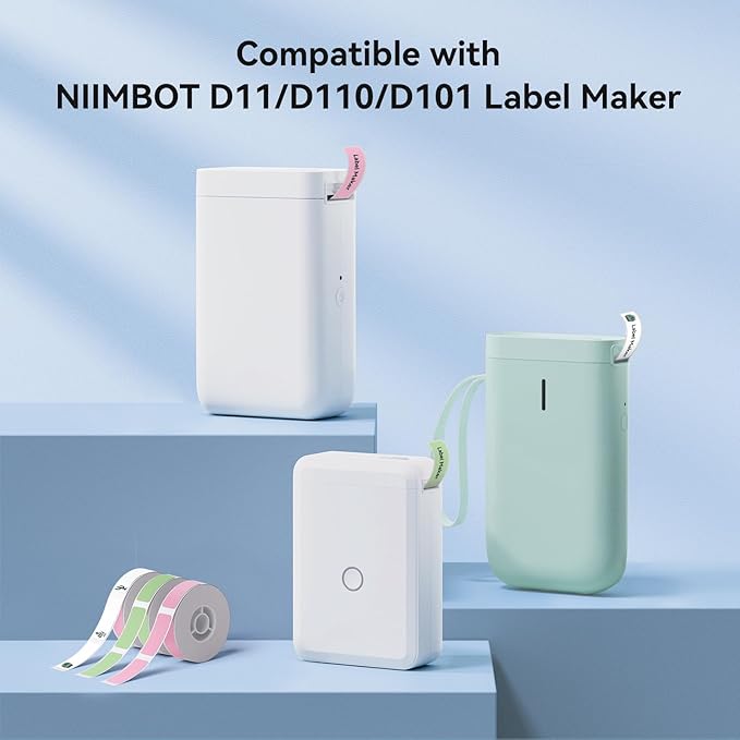 NIIMBOT Blue Cable Labels Maker Tape for D11/D110/D101 Label Maker, 0.49'' x 4.29'' -65 Tapes/Roll, Thermal Label Tape for Home Office Labeling Tape Replacement