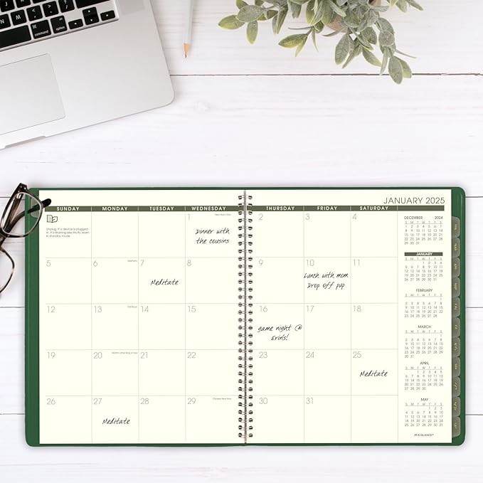 AT-A-GLANCE 2025 Planner, Monthly, 9" x 11", Large, Recycled, Green (70260G6025)