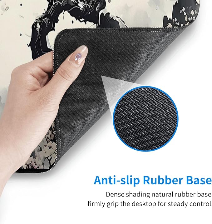Japanese Mouse Pad, Large Japanese Desk Mat, XL Anime Gaming Keyboard Mat, Non-Slip Rubber Base, Big Extended Desk Protector for Home Office, 31.5âx11.8â