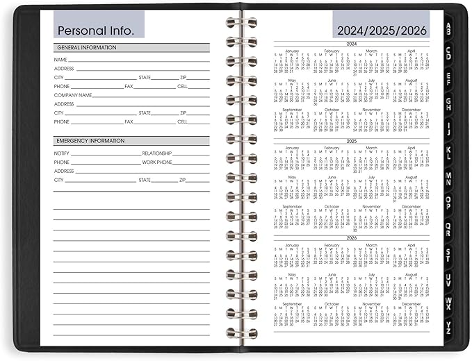 AT-A-GLANCE 2025 Planner, Weekly, 3-1/2 x 6", Pocket Size, Hourly, DayMinder, Black (G2500025)