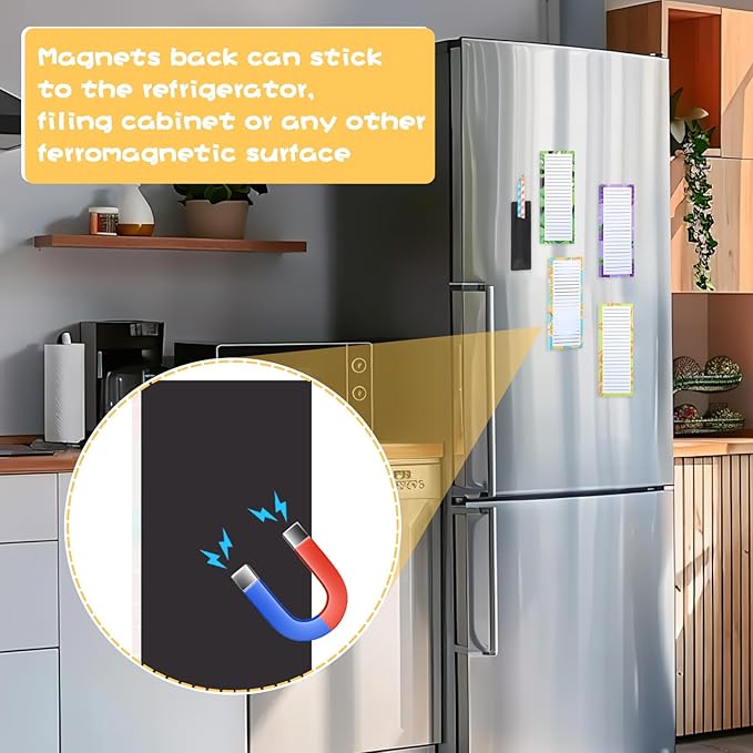 4 Pack Magnetic Note Pad for Fridge with Pen Holder, Totally 200 Sheets Grocery List Magnet Pad for Refrigerator Magnetic Shopping List Pad(Fruit Design)