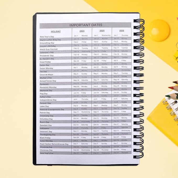 Cheneyboo 2024 Planner - Monthly Weekly Daily Planner 2024-2025, July 2024- December 2025 Planner 18 Month Planner, 7.5"x10.2" Spiral Bound, Black