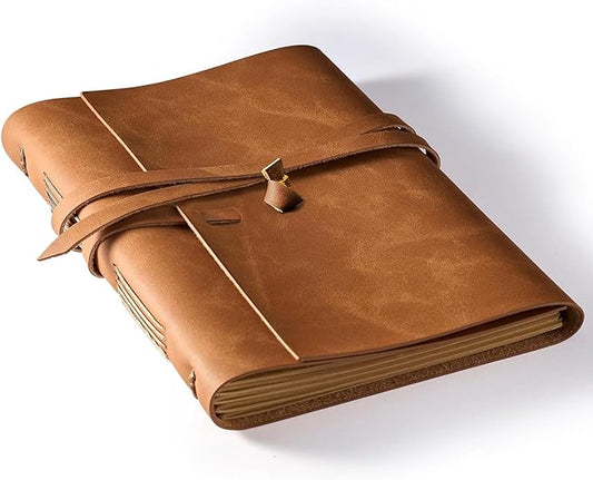 Leather Journal Notebook - Genuine Leather Journals for Writing 8x10 Inches, Large Size Vintage Journal For Men and Women, Artist,Travel Journal, Brown