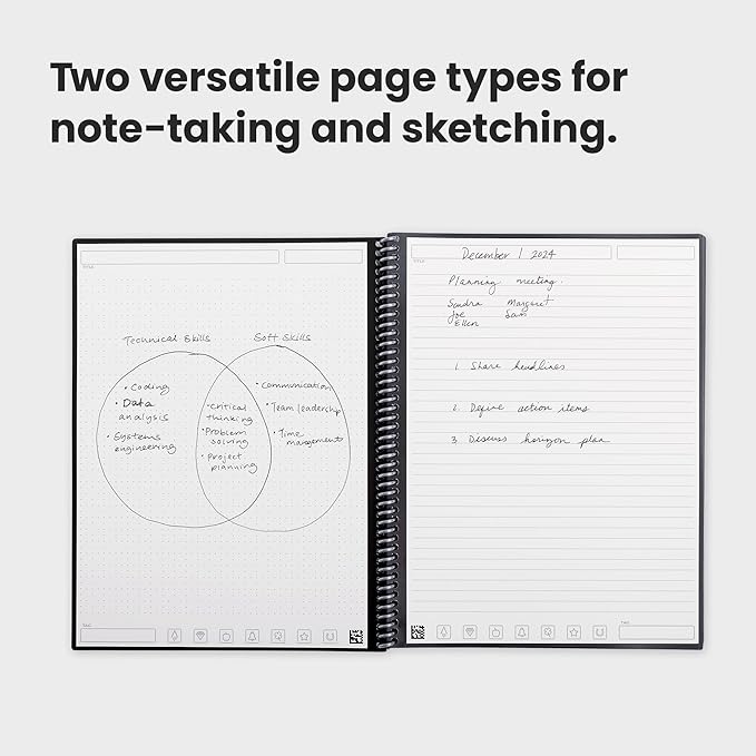 Rocketbook Fusion Reusable Undated Productivity Planner, Letter Size 8.5x11, Green - Goals, Monthly and Weekly Calendar, Daily To-do List, Lined and Dotted Notes Pages