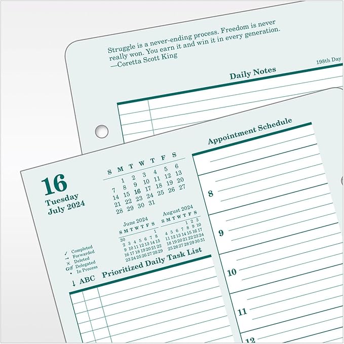 FranklinCovey - Original Two Page Per Day Ring-Bound Planner (Classic, Jul 2024 - Jun 2025)