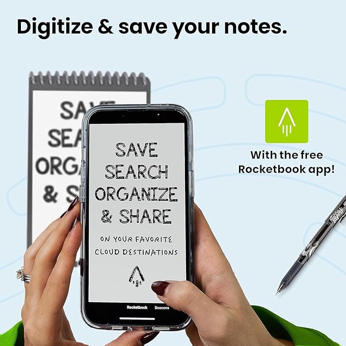 Rocketbook Smart Reusable Notebook, Mini Spiral Notebook, Neptune Teal, (3.5" x 5.5")