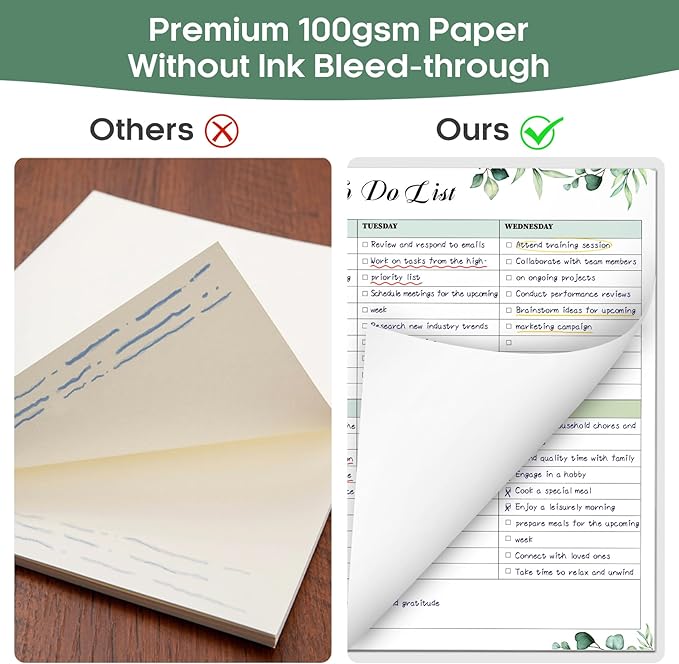 Weekly To Do List Notepad with 52 Tear Off Sheets(8.5"×11")- Undated Weekly Desk Planner for Women & Man,Work and Home-Serene Green