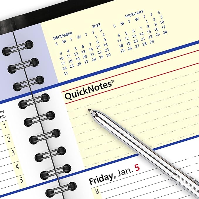 AT-A-GLANCE 2024 Weekly & Monthly Appointment Book Planner, 5" x 8", Small, QuickNotes, Black (76020524)