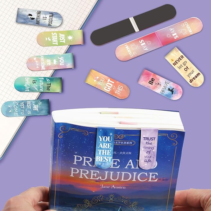 Magnetic Bookmarks, Kaluofan 30PCS Inspirational Bookmarks, Bookmarks for Women, Bookmarks for Kids, Double Sided Magnet Book Markers Page Clip for Students Teachers Reading Supplies