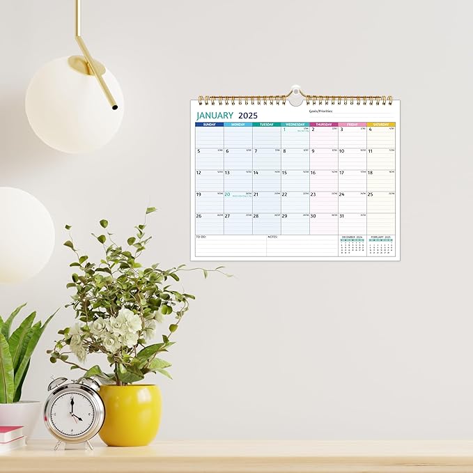 Wall Calendar 2025-2026 – 2 Year Calendar 2025-2026, 11 x 8.5 In, Jan 2025 - Dec 2026, 2025 Calendar 24 Months, Small Monthly Calendar 2025, with Ruled Blocks, Thick Paper, Holidays, To-dos & Notes