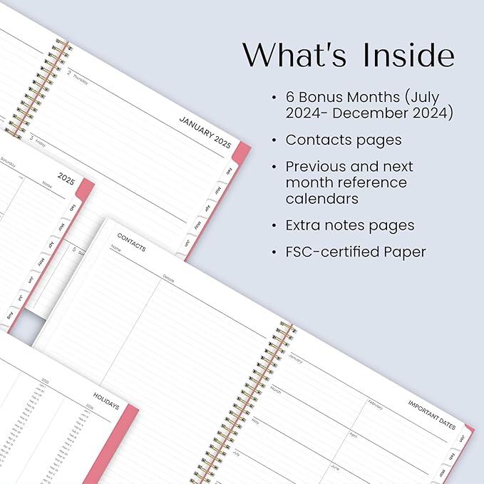 Blue Sky 2025 Weekly and Monthly Planner Calendar, January 2025 - December 2025, 8.5" x 11", Flexible Frosted Cover, Laminated Tabs, Wirebound, Storage Pocket, Fly By
