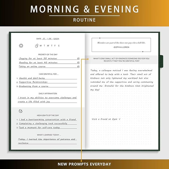 Self-Mastery Journal for Men - Gratitude and Productivity Journal for More Happiness, Positivity, Growth, Mindfulness, Self Care and Reflection - Guided Inspirational Journal for Men & Women