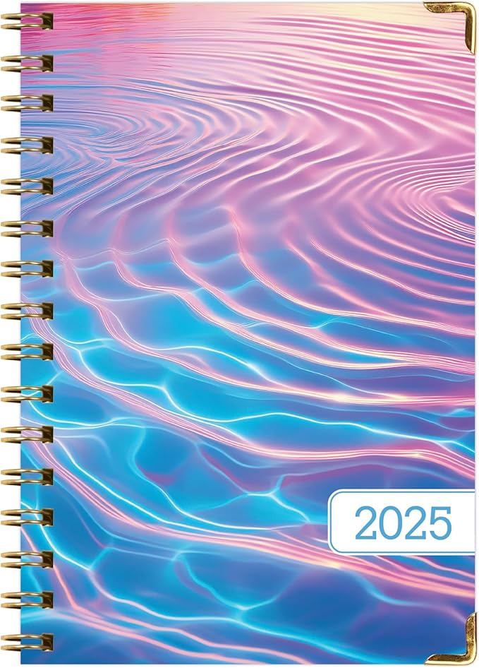 HARDCOVER 2025 Planner, 5.5"x8": 14 Months (November 2024 - December 2025), Daily Weekly Monthly Planner, Yearly Agenda, Bookmark, Pocket Folder and Sticky Note Set (Summer Bliss)