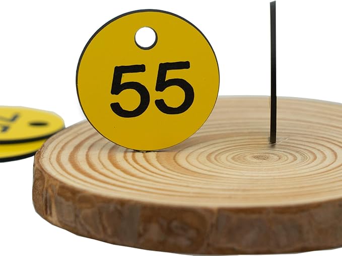 StayMax Plastic ID Number Tags Engraved Tags Key Tags Without Key Rings (101-200, Yellow)