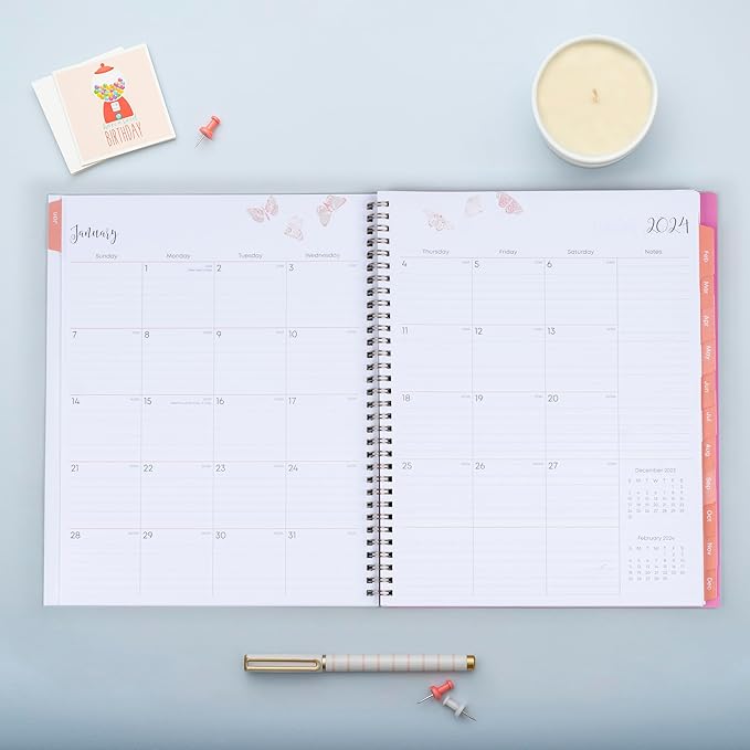 Blue Sky 2024 Weekly and Monthly Planner, January - December, 8.5" x 11", Frosted Cover, Wirebound, Fly By (140195-24)