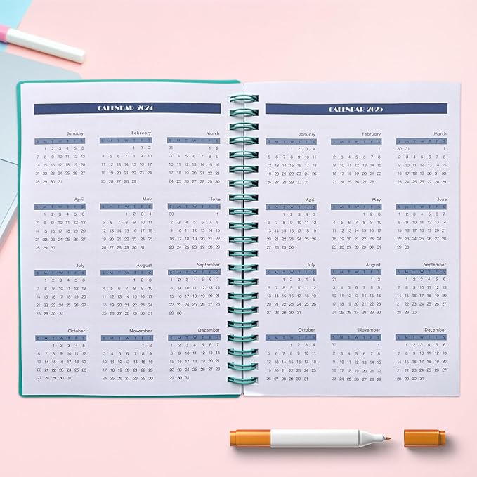 Cheneyboo Planner 2024-2025 - Monthly Weekly Daily Planner 2024-2025, July 2024- December 2025 Planner 18 Month Planner, 5.2"x7.5" Spiral Bound, Green