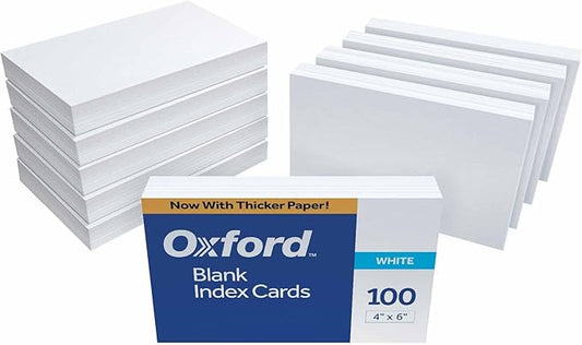 Oxford Blank Index Cards, 4 x 6 Inches, White, 10 Packs of 100 (40)