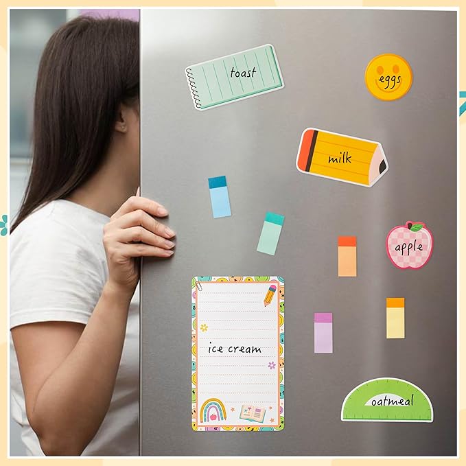 B1ykin Sticky Notes Set - Cartoon Theme Cute Self-Stick Notes Pad Teacher Appreciation Gifts, Self-Adhesive Writing Memo Pages Sticky to Do Notepad for Kids Employee School Office (Retro Teacher)