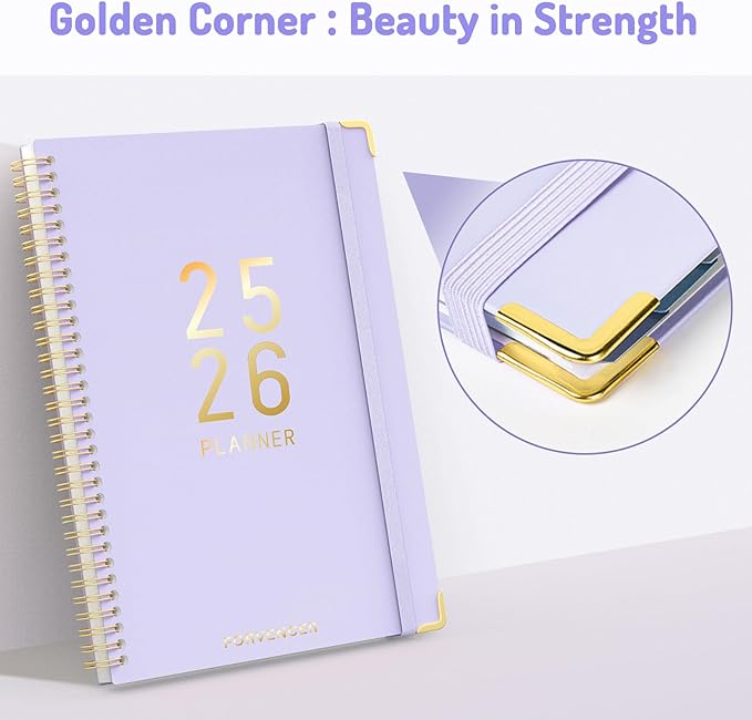 Forvencer Daily Planner 2025-2026, 18 Month Academic Planner, 8.5" x 11", Weekly and Monthly Planner, Jan 2025 - Jun 2026, Hardcover Day Planner, Spiral Agenda Book with Colorful Tabs, Office Home School Supplies, A4, , Classic Black