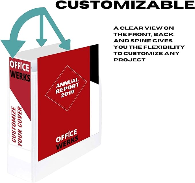 3 Ring Binder, Professional D Ring Binder 5 Inch, Presentation Folder for Standard Pages 8.5 x 11 with Pockets, Crystal Clear View White Binder (4 Pack)