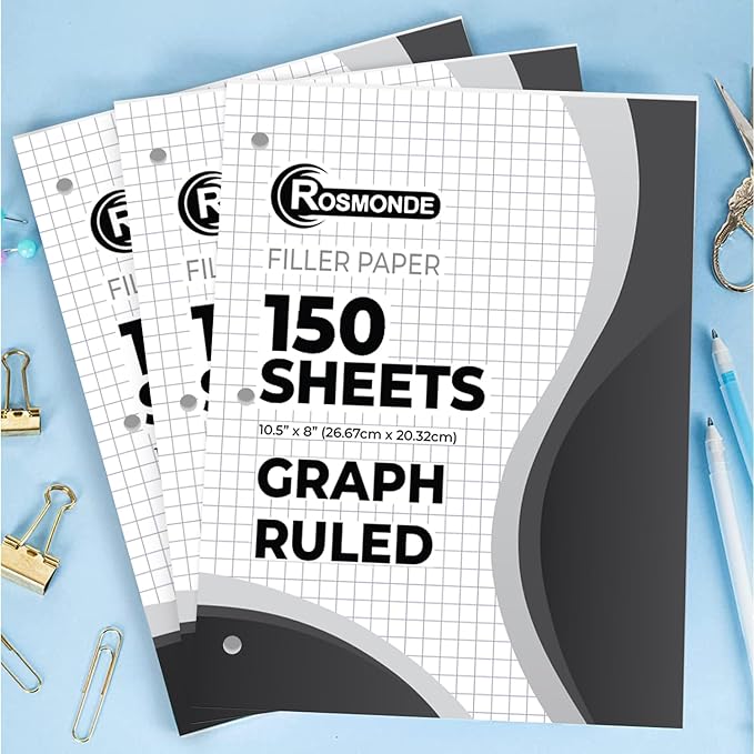 7200 Graph Paper, 48 Pack, 4x4, 8" x 10.5", Thick Grid Paper, Fights Ink Bleed, 3 Hole Punch, Quad Ruled Sheets, School Supplies