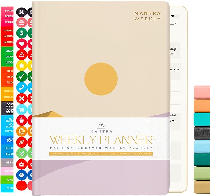 2025 Planner, Daily Journal & Gratitude Journal All-In-One with To Do List, Self Care Prompts & Habit Tracker - 5.8 x 8.3 - Evening