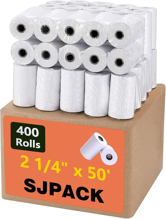 Thermal Paper 2 1/4" x 50' Pos Receipt Paper, 400 rolls Cash Register Roll (400 Rolls / 8 Cartons)