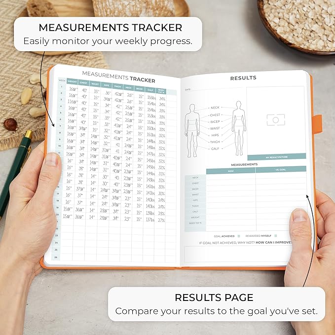 Clever Fox Food Journal - Daily Food Diary, Meal Planner to Track Calories & Nutrients, Weight Tracker Notebook, A5 (Orange)