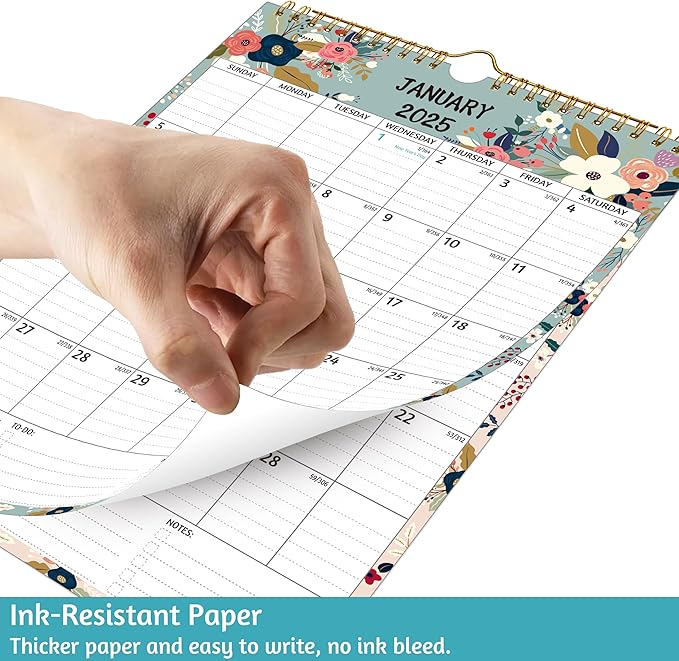 Wall Calendar 2025-2026 – 2 Year Calendar 2025-2026, 8.5 x 11 In, Jan 2025 - Dec 2026, 2025 Calendar 24 Months, Small Monthly Calendar 2025 Vertical, Ruled Blocks, Thick Paper, Holidays, To-do & Notes