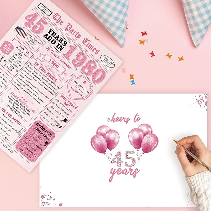 45th Birthday Gifts for Women,45th Birthday Decorations for Women,45 Bday Card,45 Year Old Bday Gifts for Mom Wife Sister Family Friends Bestie Coworker