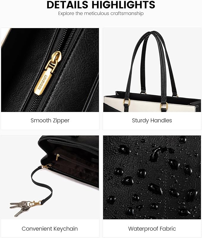 LOVEVOOK Laptop Bag for Women,17.3 Inch Laptop Tote Bag for Women,Vintage Leather Work Tote Bags Computer Teacher Bag,Waterproof Business Bag Office Briefcase