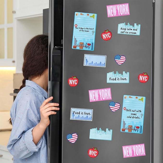 B1ykin Sticky Notes Set - Cartoon Theme Cute Self-Stick Notes Pad Teacher Appreciation Gifts, Self-Adhesive Writing Memo Pages Sticky to Do Notepad for Kids Employee School Office (New York City)