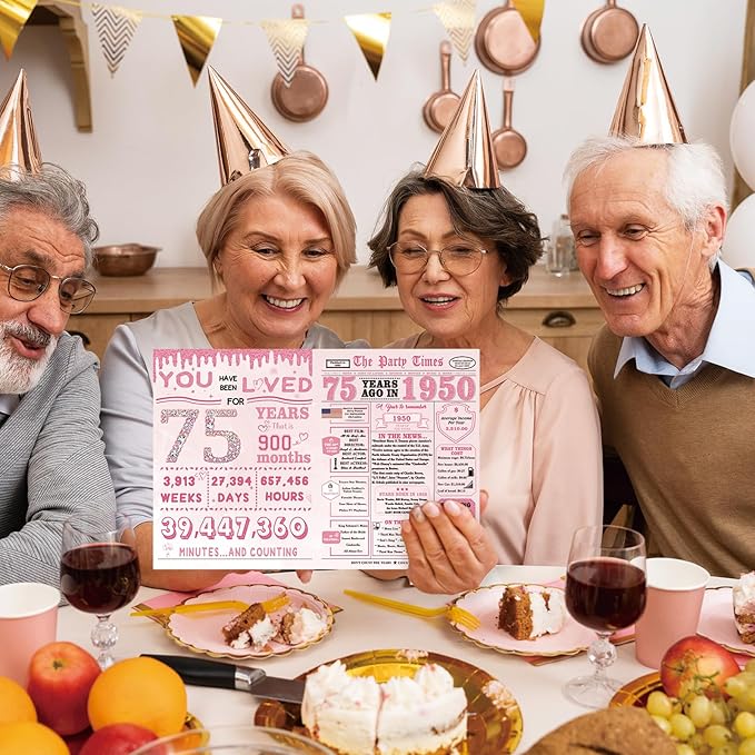 75th Birthday Decorations for Women,75th Birthday Gifts for Women,75 Bday Card,75 Year Old Bday Gifts for Mom Grandma Sister