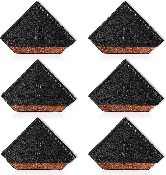 3/6 Pieces Leather Bookmarks Handmade Page Marker for Men Women, Faux Leather Page Clips Corner Book Markers for Teachers Gift for Writers Bookworm Book Lovers (06-Black Brown*6)