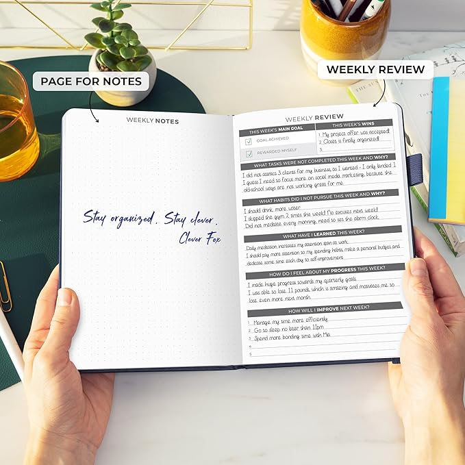 Clever Fox Daily Planner – Undated Planning Notebook with Hourly Schedule & to-Do List – Personal Day Task & Work Organizer, 6 Months (Dark Blue)