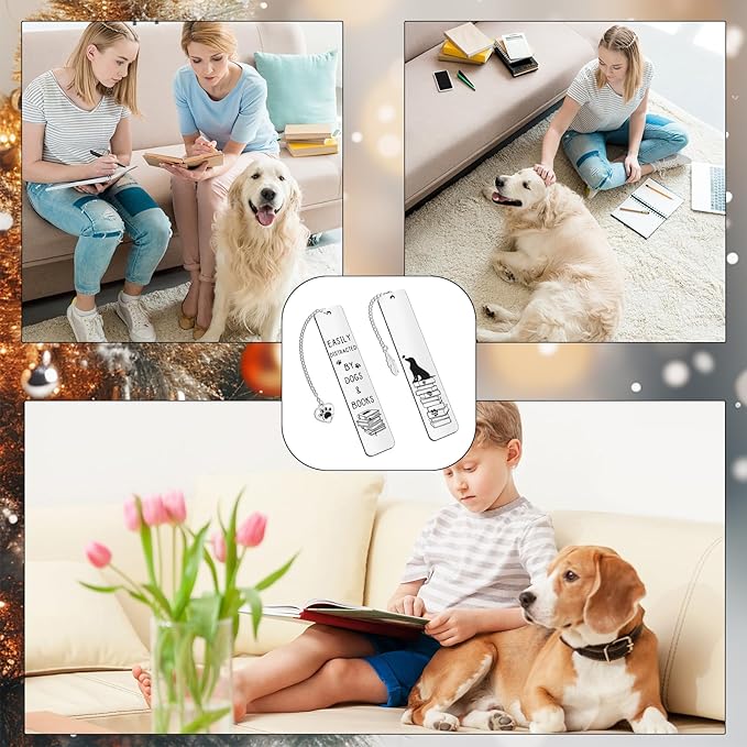 2Pcs Dog Bookmark for Women Men Dog Mom Dog Lover Gifts Bulk Funny Bookmarks Cute Metal Book Mark Dog Bookmarks for Book Lovers Birthday Gifts for Reader Coworker Friends Adults Dog Owner Lover