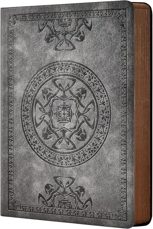 CAGIE Leather Vintage Journal for Men Soft Cover Lined Pages Notebook 180 Lay Flat for Writing Travel Diary, 5.7'' x 8.3'', Grey