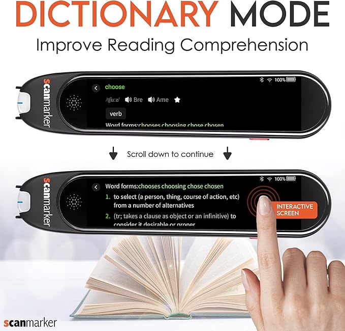 Scanmarker Pro | Reading Pen for Kids & Adults and Translation Pen | Assistive Tool & Language Translator Device for Dyslexia, Reading Support & Language Learners | Translator Pen for 100 Languages