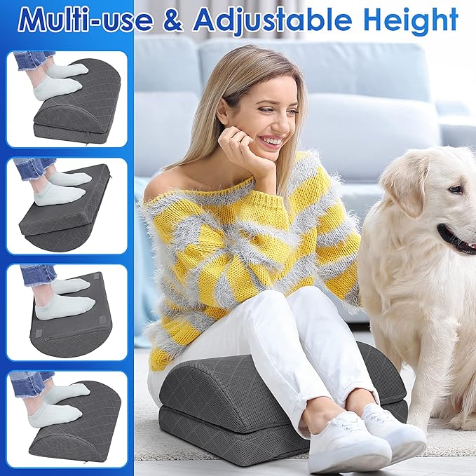 Foot Rest,Desk & Gaming Accessories,Foot Rest for Under Desk at Work,Comfortable Footrest with 2 Adjustable Heights & Removable Cover, Office Desk Accessories(Gray-19.7 in)