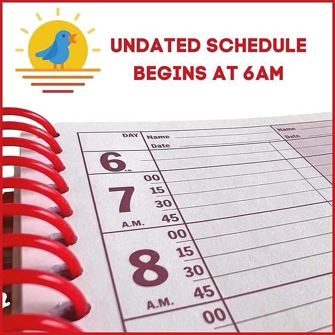 Notebook Planner, 8 Column Appointment Book – Large 16.25" x 13.5" Undated 2024 Planner, Daily & Hourly Planner in 15 Minute Increments – Spiral Notebook Organizer for Scheduling Appointments (8 Columns)