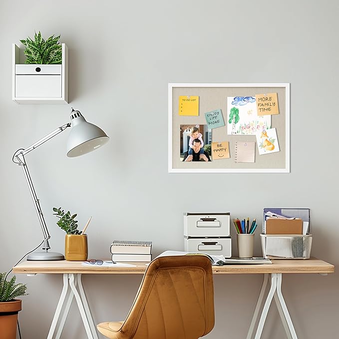 Cork Board with Linen White 2Pack,Bulletin Board 23"x17" Hanging Corkboards for Office Home School Message Board or Vision Board Decoration.