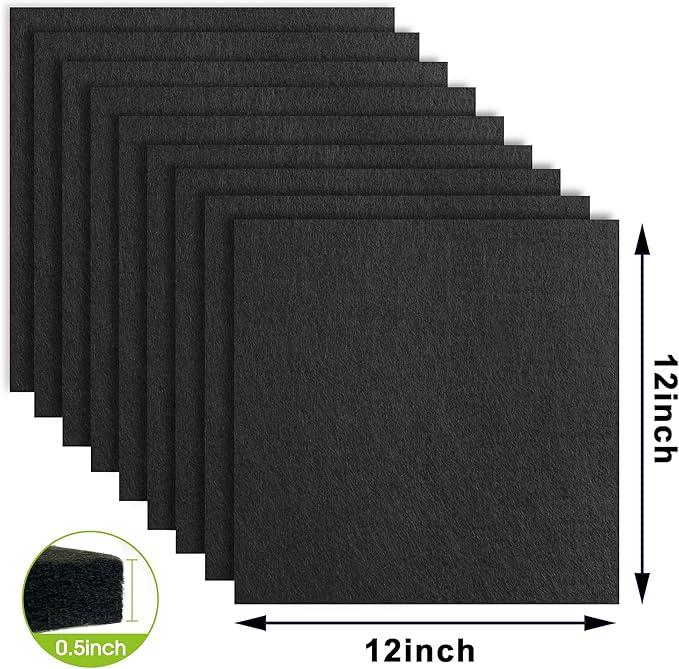 AKTOP Black Cork Bulletin Board 12x12, 1/2" Thick Felt Cork Board Tiles 9 Pack, Small Square Pin Board for Wall, Self Adhesive Corkboards with 120 Push Pin Wood Clips for School, Home & Office