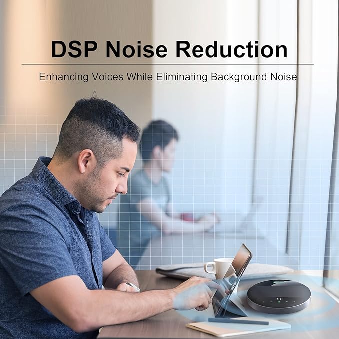 Bluetooth Conference Speaker and Microphone, Wireless Lound Speakerphone Portable for Car and Computer Home Office, Two Way Voice Clear, Compatible with Zoom, Teams, Skype