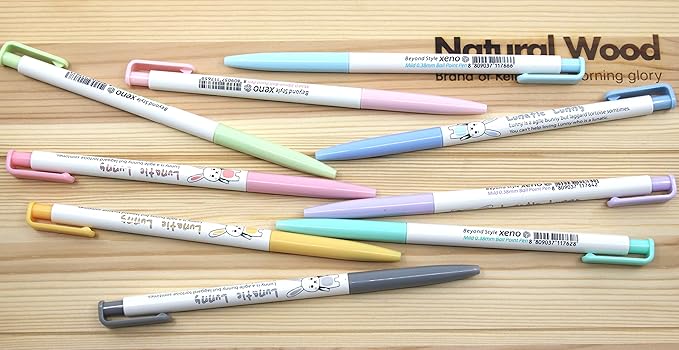 ZEESOON Xeno Lunatic Lunny 0.38mm Slim Ball Point Pen Dozen Box 12 Pcs, Made in Korea (Pink 12pcs)