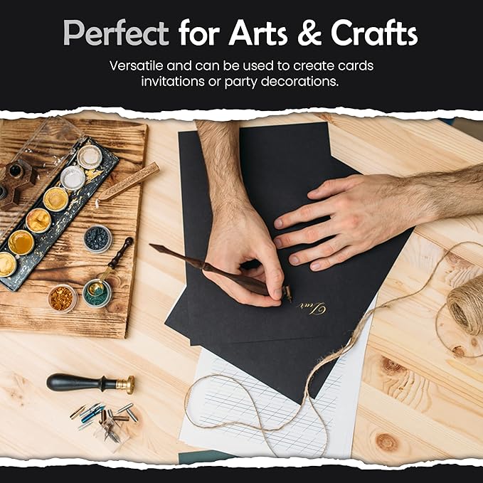 SANZIX 30 Sheets Black Cardstock Paper 8.5 x 11 80lb/216 GSM Heavyweight Printer Paper for DIY Cards, Scrapbook, Calligraphy & Crafts | Card Stock for Drawing, Invitations, Menus & Decorations