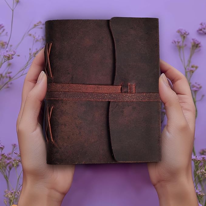 LEATHER VILLAGE Leather Bound Journal - Fuchsia, 13"X8", 220 Pages - Vintage Blank Paper Diary for Writing, Drawing, Sketchbook, and Travel Notebook - Ideal for Women and Men