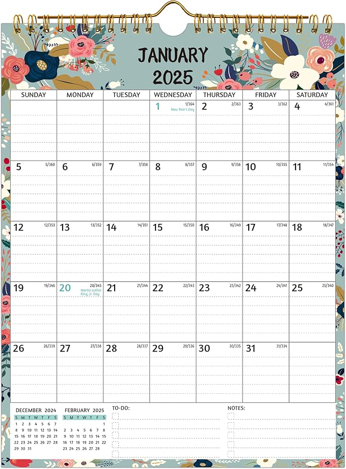 Wall Calendar 2025-2026 – 2 Year Calendar 2025-2026, 8.5 x 11 In, Jan 2025 - Dec 2026, 2025 Calendar 24 Months, Small Monthly Calendar 2025 Vertical, Ruled Blocks, Thick Paper, Holidays, To-do & Notes